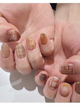 アース 豊橋店(HAIR & MAKE EARTH)/オレンジ ニュアンスネイル