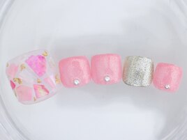 夏色　シェル　フットネイル