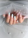 spring nail 水色×ピンク