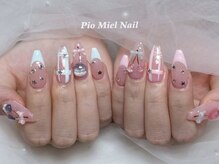 ピオミエルネイル 新宿(pio miel nail)/ちゅるんピンクゴテゴテ