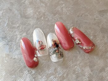 ピンクフラワーネイル