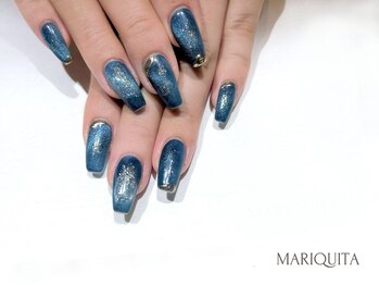 ネイルサロン マリキータ(MARIQUITA)/ブルーグレー/マグネット/夜空