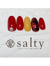 ネイルアンドアイラッシュサロン ソルティ 寺田町(salty)/チェックネイル