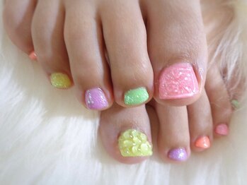 アミュリー ネイル アトリエ(Amury nail atelier)/ビタミン ネオン ラメ オーロラ