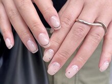 ネイル アヴァンス あべのルシアス店(Nail AVANCE.)/ラインフレンチ×ビジュー　松村