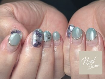 ネイルセッション(nail session)/人気のくすみブルー