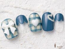 アイネイルズ 横浜WEST店(I-nails)/ブルーチェックリボン10480円
