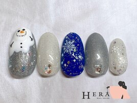 雪だるま　結晶　青