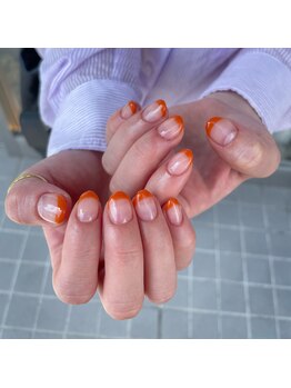 ミントリーフ バイ リート(Mint leaf by Reat)/オレンジフレンチネイル