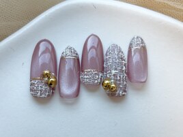 マグネット×ツイードネイル