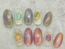 マベル(Ma belle)/7.8月　オーロラ天然石ネイル