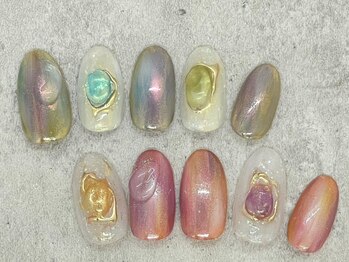マベル(Ma belle)/7.8月　オーロラ天然石ネイル