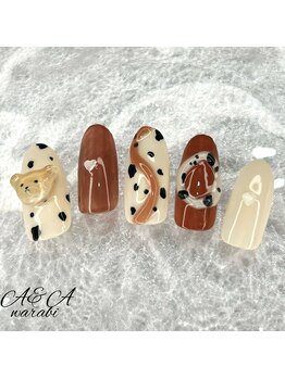 エーアンドエー 蕨店(A&A)/アニマル柄クマちゃんネイル