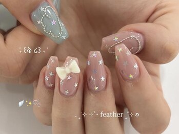 羽、星ドットくすみカラー