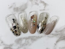 ラリュールネイル(L'Allure nail)/秋レオパード×グレージュ￥8200