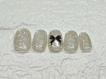 ネイルメゾン 天神店(NAIL MAISON)/キラキラシルバーリボン¥7000