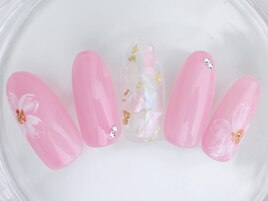 春夏　フラワー　クリアネイル
