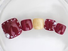 ネイルサロン あかねいろ/秋冬　パール　フットネイル
