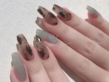 モルフォネイル(Morpho nail)/#ブラウン#ニュアンス#大理石
