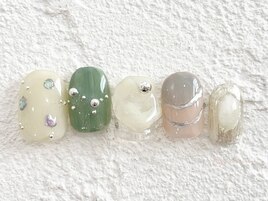 シンプルベージュ白パール¥12550