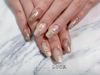 ネイルアトリエルカ(nail atelier LUCA)/W-86 大人ミラーリボンネイル