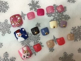 【冬】雪だるまネイル