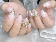 アイゴネイル 錦糸町(Aigoネイル)/蝶々パーツ付き♪ワンホンネイル