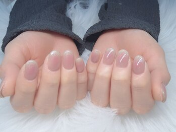 チークネイル×マグネットグラデ