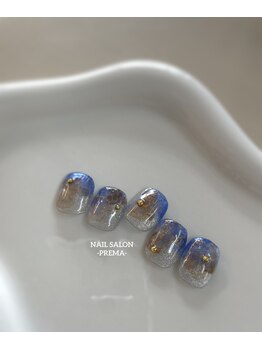 NAIL SALON -PREMA-/ブルーグラデ+ゴールドインク