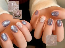 ぷっくりお花×マグネットネイル