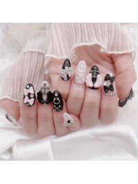 ブラックリボンネイル　スカルプ