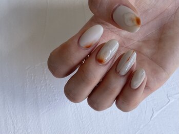 ジュイール ネイル 千葉店(Jouir nail)/グレージュ×オレンジ