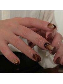 ブラウン　べっこうネイル