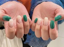 ネイル アヴァンス あべのルシアス店(Nail AVANCE.)/グリーン×ホワイトネイル　miyu