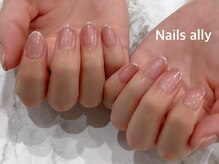 ネイルズアリー 立川店(Nails ally)/ピンクグラデ×先端ラメ