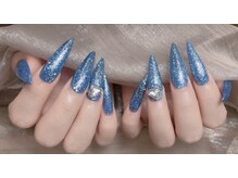メオネイル(MEO NAIL)/ブルーグリッターハートネイル