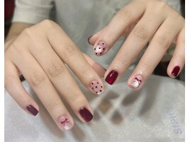 リボン×ドットネイル