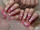 ドット/ピンク/ガーリーネイル