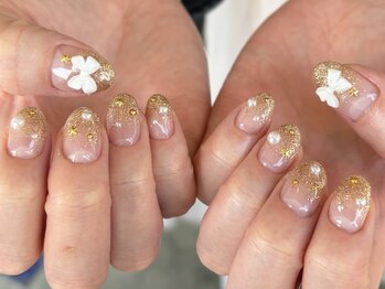 ネイルズカフェアン 姫路駅前店(nails cafe an)/Glitter×ribbon