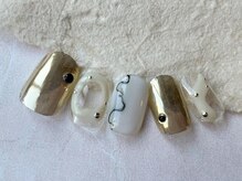 アイネイルズ 梅田店(I nails)/ゴールドミラー個性派ネイル