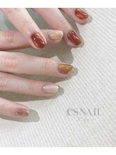 エスネイル 新宿西口店(es NAIL)/秋のニュアンスアシメデザイン