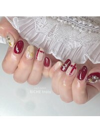 クリスマスチェックネイル