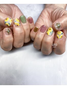 ウロネイルズ(ulo nails)/立体質感ひまわりのアート