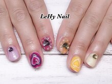 レヒネイル(LeHy nail)/ハート×カラフルネイル
