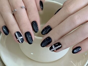 ナユキネイル 渋谷店(NA.YUKI NAIL)/ネイビー ビジュー