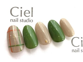 シエルネイルスタジオ 新宮店(Ciel nail studio)/くすみカラーチェックデザイン