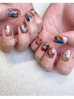 ウロネイルズ(ulo nails)/てがきターコイズと地層アート