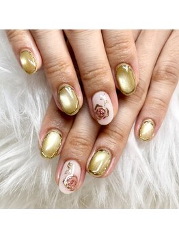 マイオティック ネイル(miotic nail)/推しカラー薔薇デザイン