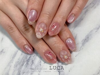 ネイルアトリエルカ(nail atelier LUCA)/W-295 ぷっくりフラワーネイル