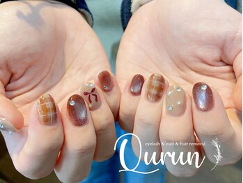 クルン 大阪 御幣島(Qurun)/チェック×リボンネイル